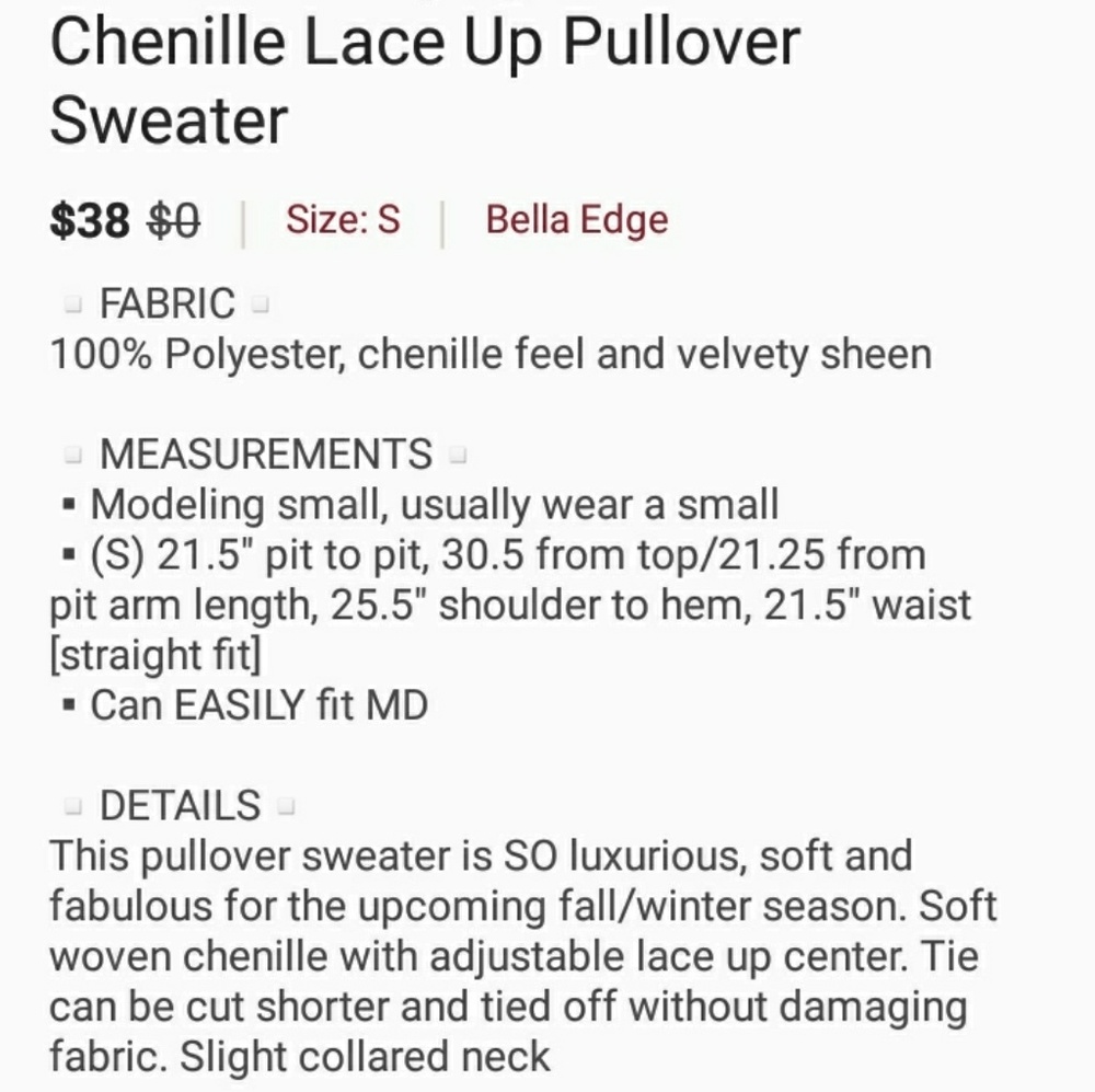 Charcoal chenille lace-up pullover - Picture 5 of 5